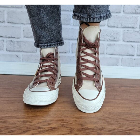 ⭐ Converse Chuck 70 High Leather Overlays 5.5 Men's Shoes Sneakers Ivory A09450C - Picture 2 of 11